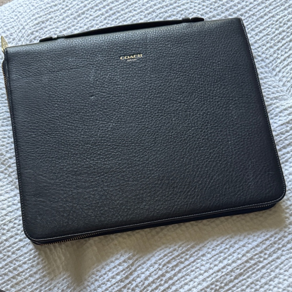 Coach Black Leather Portfolio Case